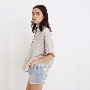 Madewell Gingham Seersucker Daily Shirt Multi Check Green Orange Size Small